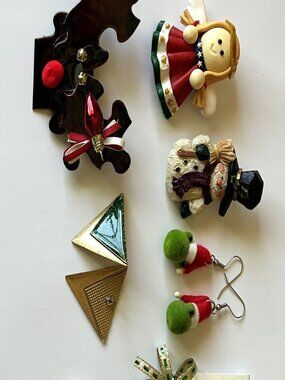 Colorful collection of Christmas pins & Earrings